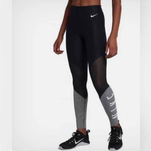 Nike Power Mesh Black/Grey Leggings Size Small - Picture 3 of 4